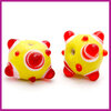 DQ glaskraal lampwork dots rond geel rood