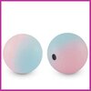 Siliconen kraal rond pastel blauw roze