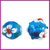 DQ glaskraal lampwork bloem blauw-wit