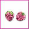 Acryl kraal met strass aardbei roze - licht groen