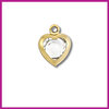 RVS stainless steel bedel hartje goud - crystal