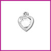 RVS stainless steel bedel hartje zilver - crystal