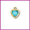 RVS stainless steel bedel hartje goud - aquamarine