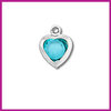 RVS stainless steel bedel hartje zilver - aquamarine