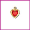 RVS stainless steel bedel hartje goud - rood
