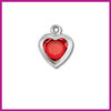 RVS stainless steel bedel hartje zilver - rood