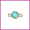 RVS stainless steel tussenstuk rond goud - aquamarine