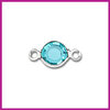 RVS stainless steel tussenstuk rond zilver - aquamarine