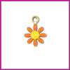 RVS stainless steel bedel bloemetje goud - geel - oranje