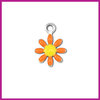 RVS stainless steel bedel bloemetje zilver - geel - oranje