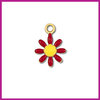 RVS stainless steel bedel bloemetje goud - geel - rood
