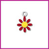RVS stainless steel bedel bloemetje zilver - geel - rood