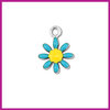 RVS stainless steel bedel bloemetje zilver - geel - blauw