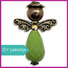 DIY pakketje geluksengel M Antiek goud groen