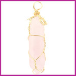 Edelsteen hanger goud Rose Quartz