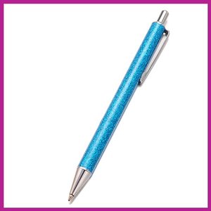Hippe metalen balpen glitter blauw