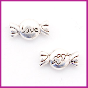 Metaal kraaltje snoepje "love" antiek zilver