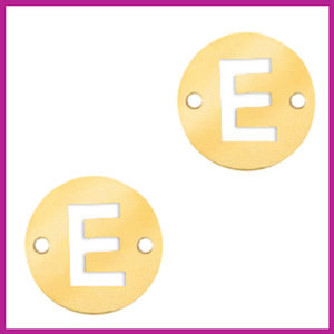 RVS stainless steel tussenstuk initial coin goud E