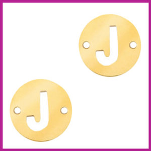 RVS stainless steel tussenstuk initial coin goud J
