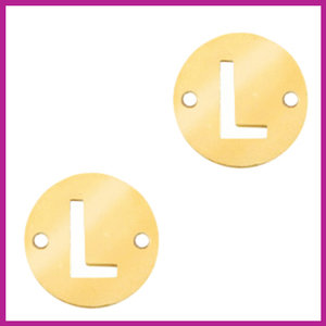 RVS stainless steel tussenstuk initial coin goud L
