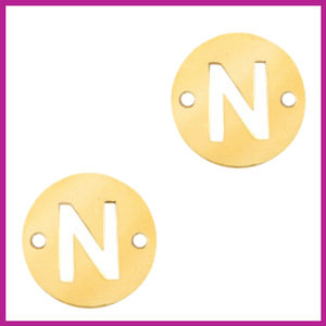 RVS stainless steel tussenstuk initial coin goud N
