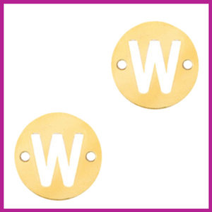 RVS stainless steel tussenstuk initial coin goud W