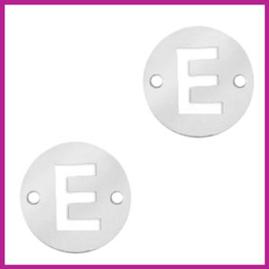 RVS stainless steel tussenstuk initial coin zilver E