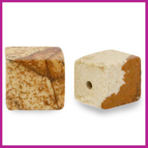 Natuursteen kraal square 8mm porcini brown