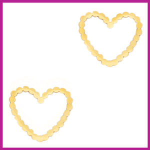 RVS stainless steel bedel / tussenstuk heart goud