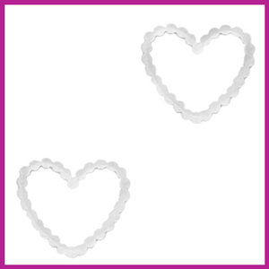 RVS stainless steel bedel / tussenstuk heart zilver