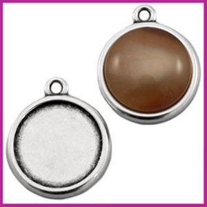 DQ metaal setting 1 oog voor 12mm cabochon Antiek zilver