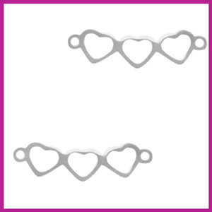 RVS stainless steel tussenstuk 3 hartjes zilver