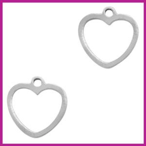 RVS stainless steel bedel open hartje zilver