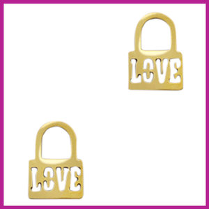 RVS stainless steel bedel slot &quot;LOVE&quot; goud