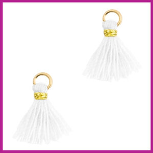 Kwastje 1,2cm goud white