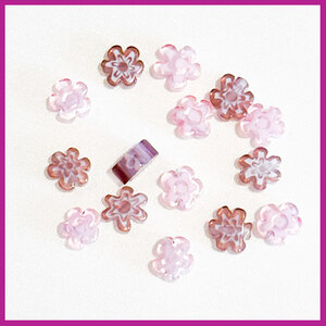 Glasmix millefiori kraaltjes bloem paars roze