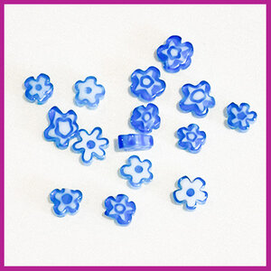Glasmix millefiori kraaltjes bloem blauw