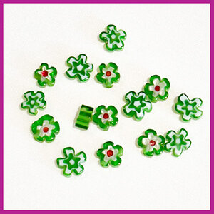 Glasmix millefiori kraaltjes bloem groen