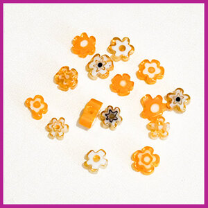 Glasmix millefiori kraaltjes bloem okergeel