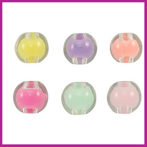 Kunststof kralenmix gekleurde kern ca. 8x7mm