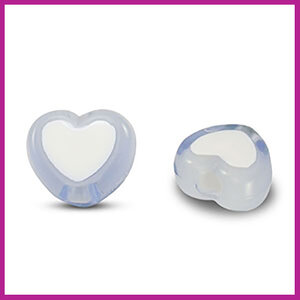 Acryl kralen hartje white - light blue