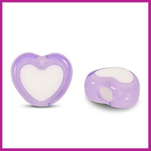 Acryl kralen hartje white - purple