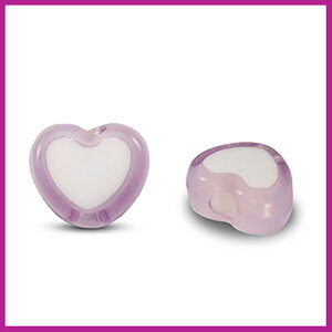 Acryl kralen hartje white - lilac