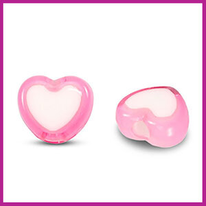 Acryl kralen hartje white - pink