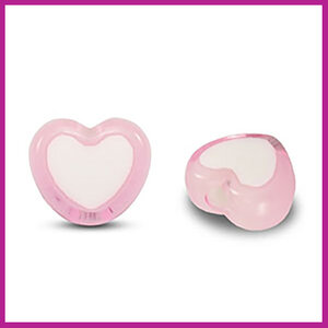 Acryl kralen hartje white - light pink