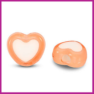 Acryl kralen hartje white - orange