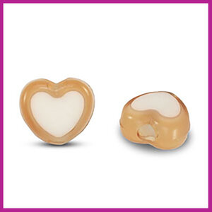 Acryl kralen hartje white - brown