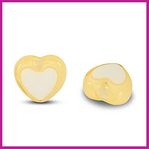 Acryl kralen hartje white - yellow