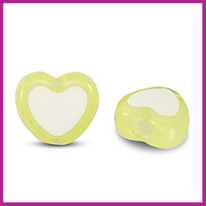 Acryl kralen hartje white - light yellow