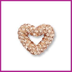 Acryl kraal met strass hart peach